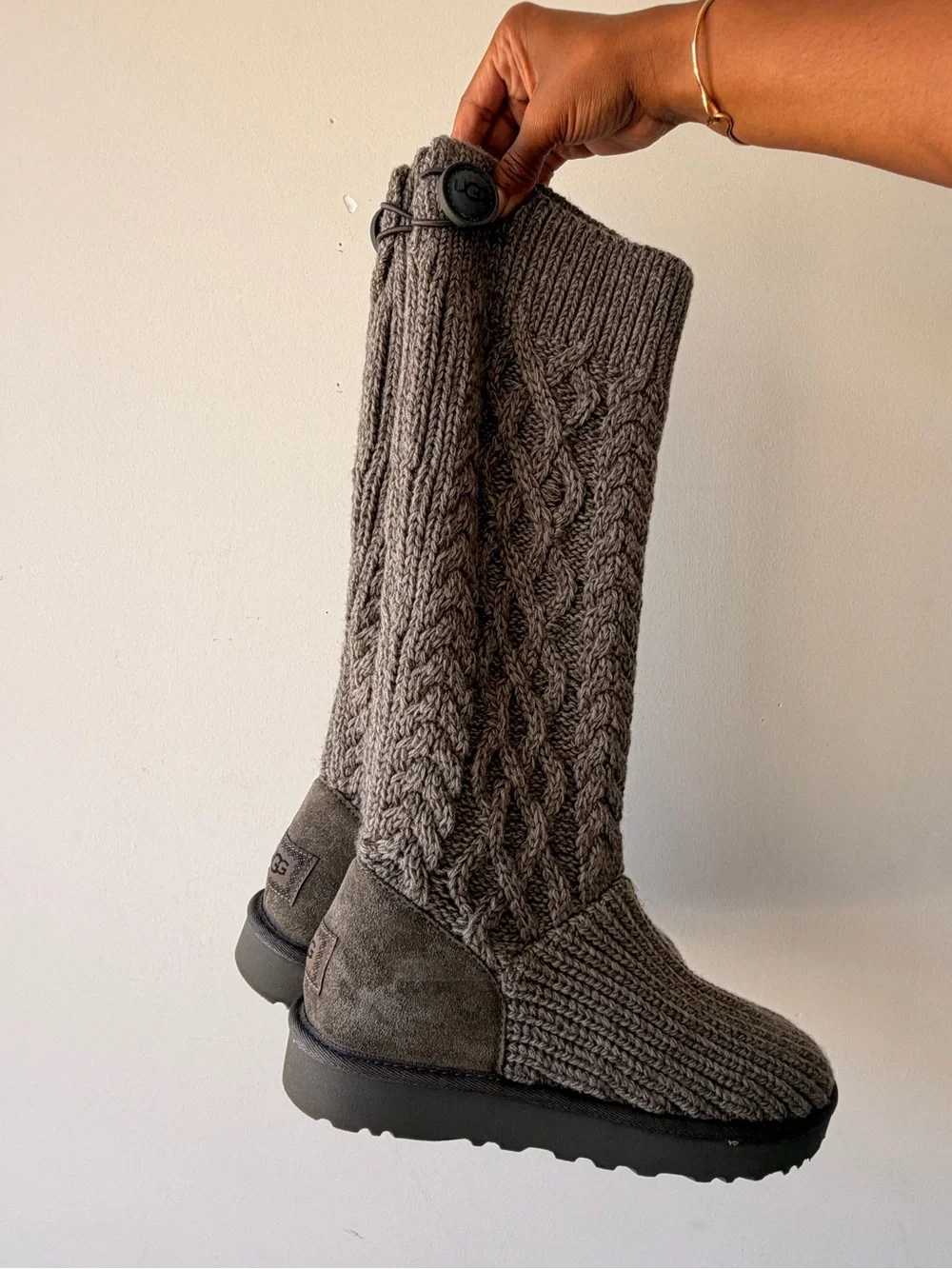 UGG Women's Taupe Knit Cable Tall Boot